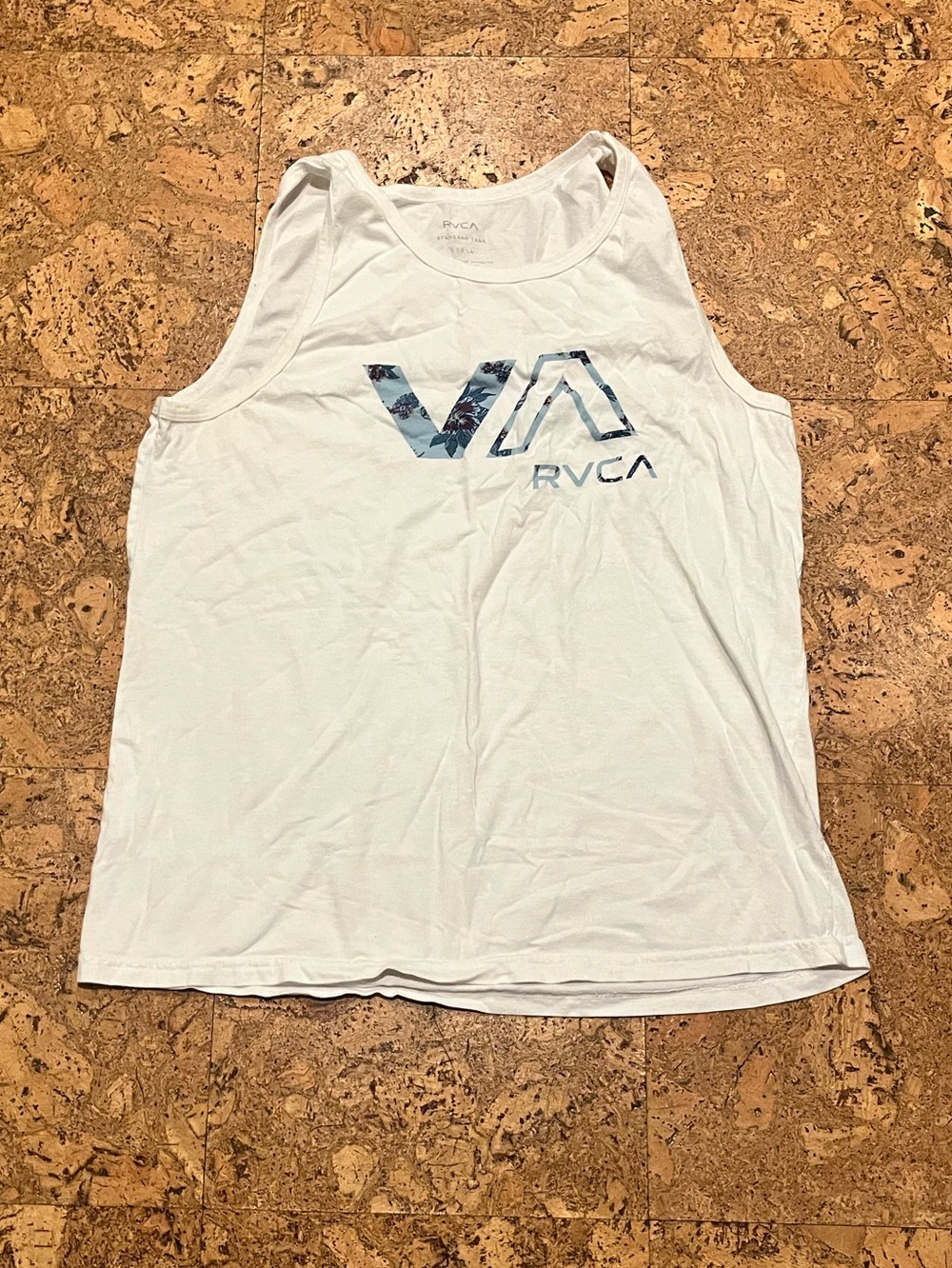RVCA Men’s Standard White Tank Top with Logo (Large)